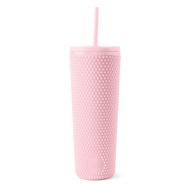 Soft pink pastel tumbler displayed against a white background Soft pink pastel tumbler displayed against a white background