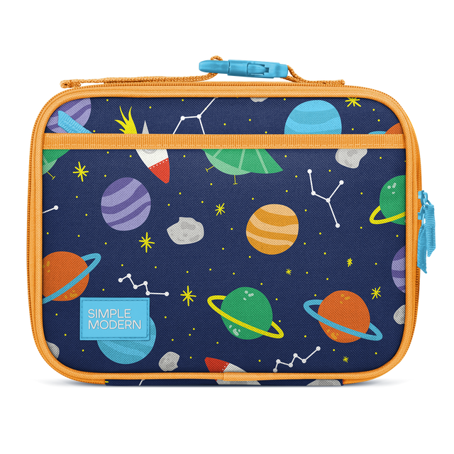 Deep navy blue lunch box with golden-orange border, bright yellow stars and constellation lines design Deep navy blue lunch box with golden-orange border, bright yellow stars and constellation lines design