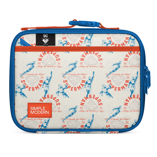 Blue and red-orange hard case with cream zipper pull and off-white accents. Bright royal blue forms the outer border with vibrant red-orange details. Blue and red-orange hard case with cream zipper pull and off-white accents. Bright royal blue forms the outer border with vibrant red-orange details.