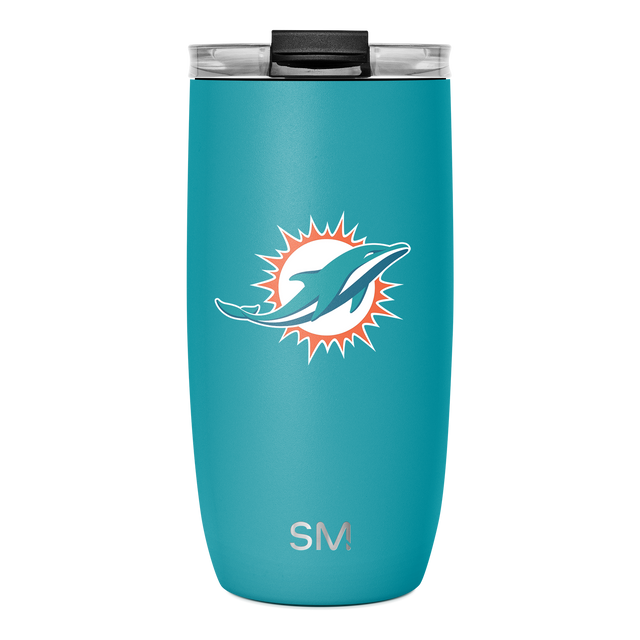 Turquoise teal tumbler with white outline accents and coral-orange logo design, HRV-SK-16-F-MID-M model Turquoise teal tumbler with white outline accents and coral-orange logo design, HRV-SK-16-F-MID-M model