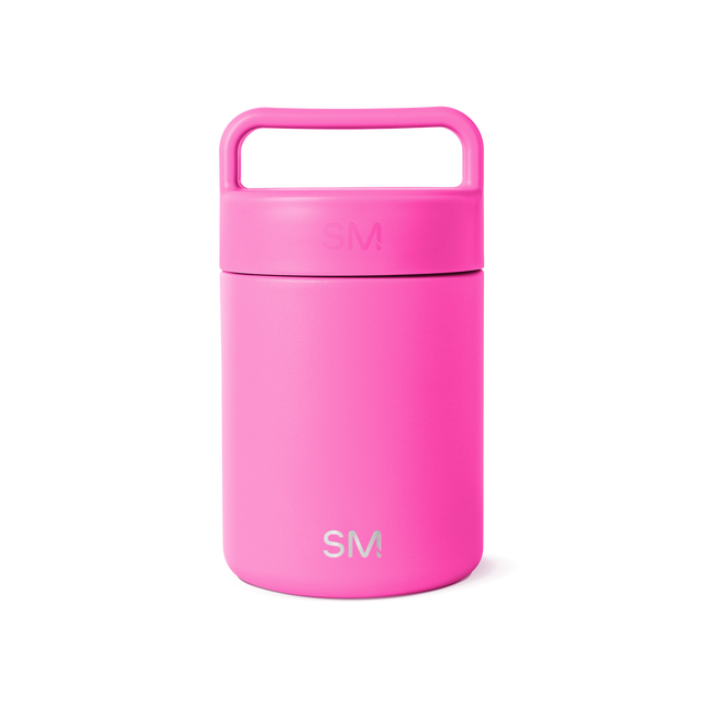 Hot pink ceramic jar with white background Hot pink ceramic jar with white background