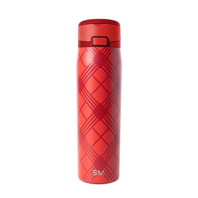 Coral-red travel tumbler with darker red accents on white background, minimalist studio photography style Coral-red travel tumbler with darker red accents on white background, minimalist studio photography style