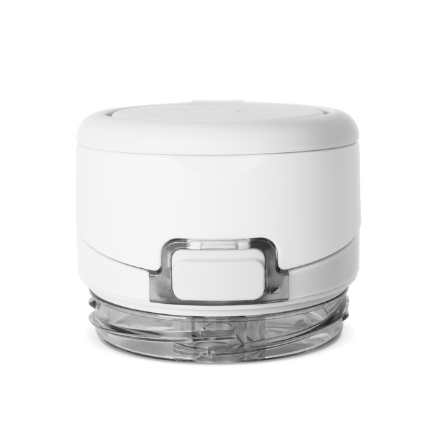 White and clear plastic container with transparent base showing interior visibility, clean bright finish on upper dome and body section White and clear plastic container with transparent base showing interior visibility, clean bright finish on upper dome and body section