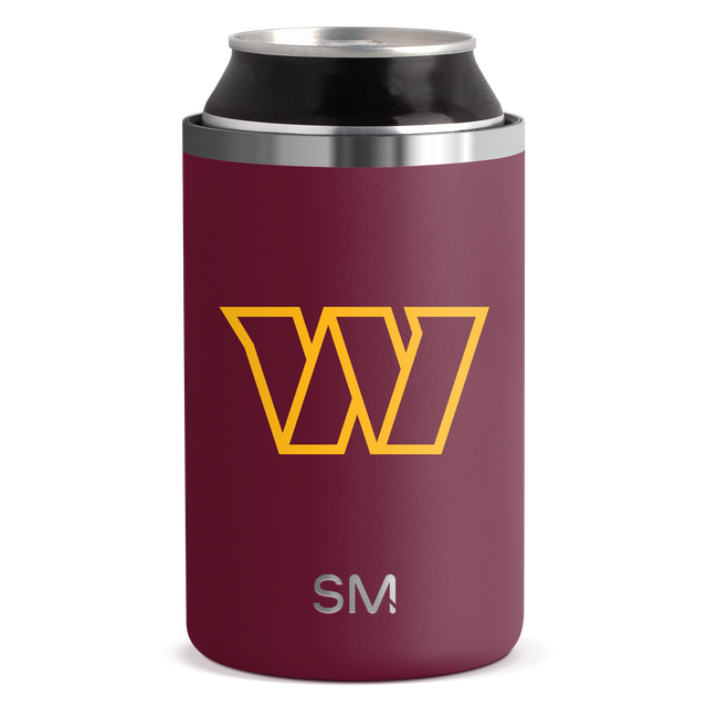 Burgundy insulated beverage sleeve with brushed texture and brushed aluminum detail on white background Burgundy insulated beverage sleeve with brushed texture and brushed aluminum detail on white background