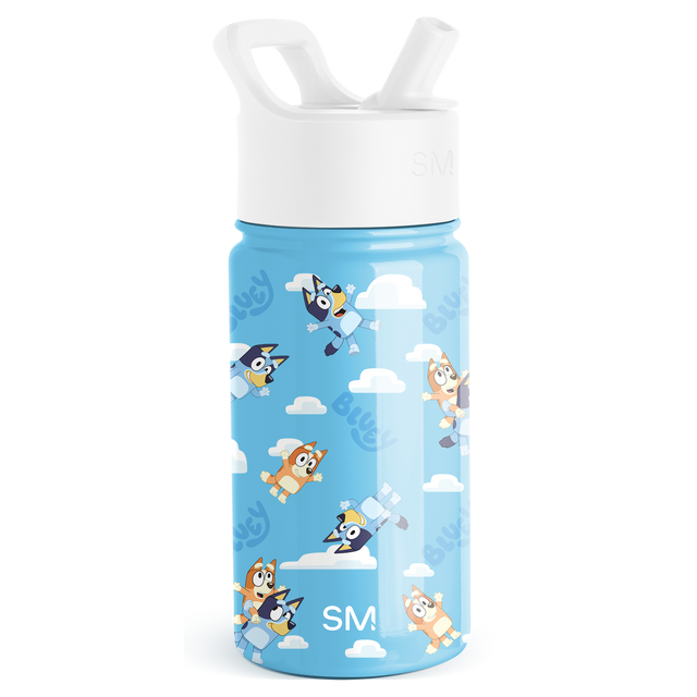 Sky blue kids water bottle with white cap and spout Sky blue kids water bottle with white cap and spout