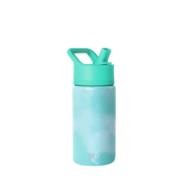Soft turquoise bottle with matching lid in mint green and cyan hues against a cohesive monochromatic aqua background. Soft turquoise bottle with matching lid in mint green and cyan hues against a cohesive monochromatic aqua background.