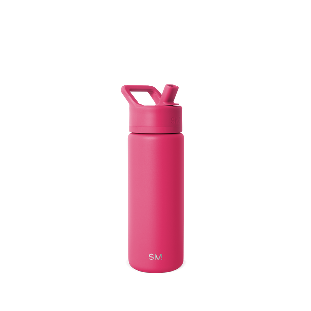 Vibrant hot pink water bottle on white background Vibrant hot pink water bottle on white background