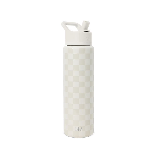 Cream-colored water bottle with textured surface pattern, light ivory finish with subtle tonal variations against neutral background. Cream-colored water bottle with textured surface pattern, light ivory finish with subtle tonal variations against neutral background.