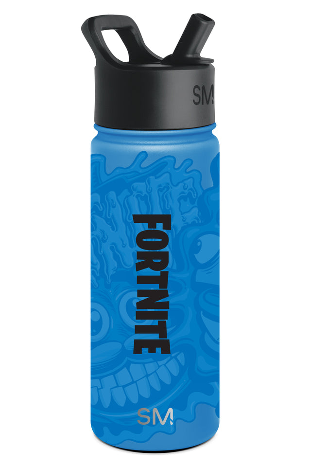 Bright blue Simple Modern water bottle with abstract swirling tonal pattern on white background Bright blue Simple Modern water bottle with abstract swirling tonal pattern on white background