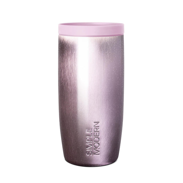 Insulated tumbler with pink lid and ombre gradient from soft pink to deep purple, featuring brushed metallic finish and Insulated tumbler with pink lid and ombre gradient from soft pink to deep purple, featuring brushed metallic finish and