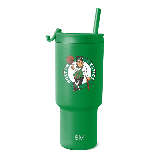 Vibrant kelly green tumbler with red and tan accent tones Vibrant kelly green tumbler with red and tan accent tones