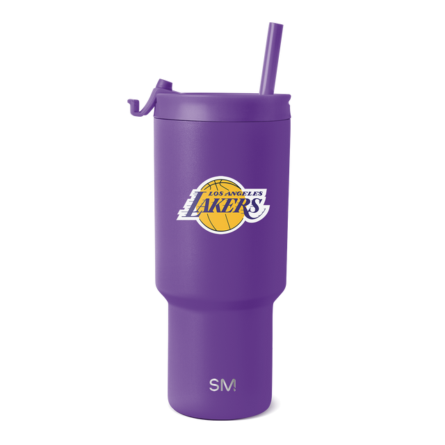 Purple tumbler with Los Angeles Lakers logo in yellow and white Purple tumbler with Los Angeles Lakers logo in yellow and white