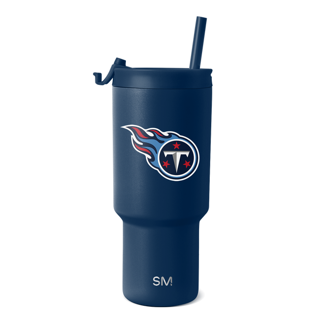 Navy blue matte textured Tennessee Titans NFL drinkware with white outlined team logo and navy blue accents Navy blue matte textured Tennessee Titans NFL drinkware with white outlined team logo and navy blue accents