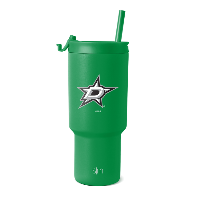 Kelly green tumbler with white logo and gray accents on white background Kelly green tumbler with white logo and gray accents on white background