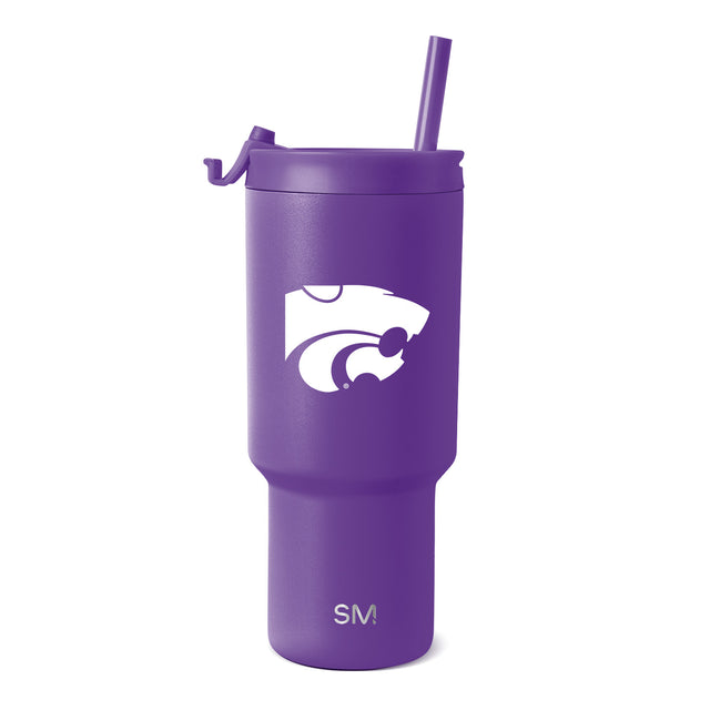 Purple tumbler with straw on white background, featuring matte finish Purple tumbler with straw on white background, featuring matte finish