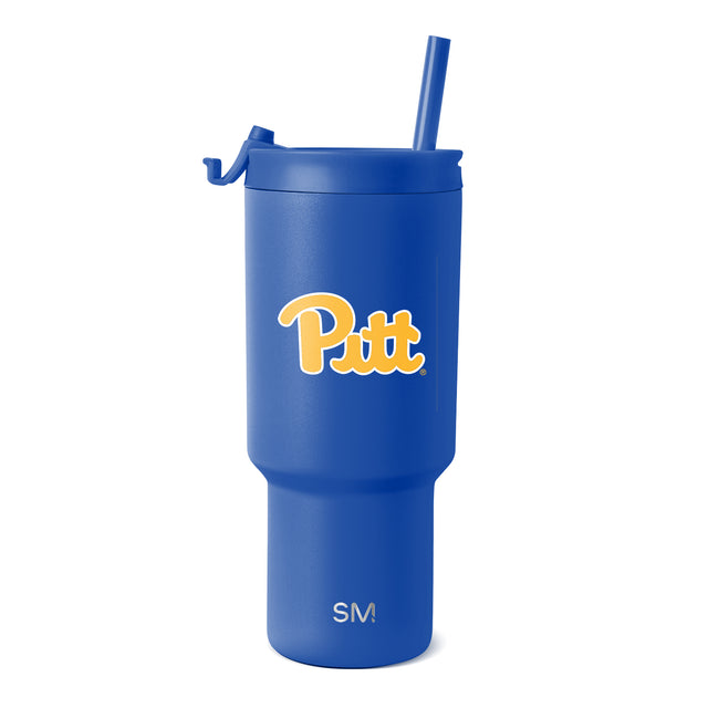 Royal blue tumbler with yellow and gold Pittsburgh logo and white text Royal blue tumbler with yellow and gold Pittsburgh logo and white text