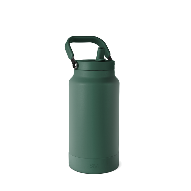 Sage green insulated water bottle with matching lid and handle, featuring a muted earthy tone with darker green accents Sage green insulated water bottle with matching lid and handle, featuring a muted earthy tone with darker green accents