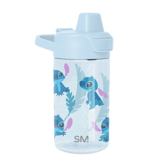 Pale blue water bottle with matching screw-on lid and carry handle, featuring teal accents, displayed against a white background. Pale blue water bottle with matching screw-on lid and carry handle, featuring teal accents, displayed against a white background.