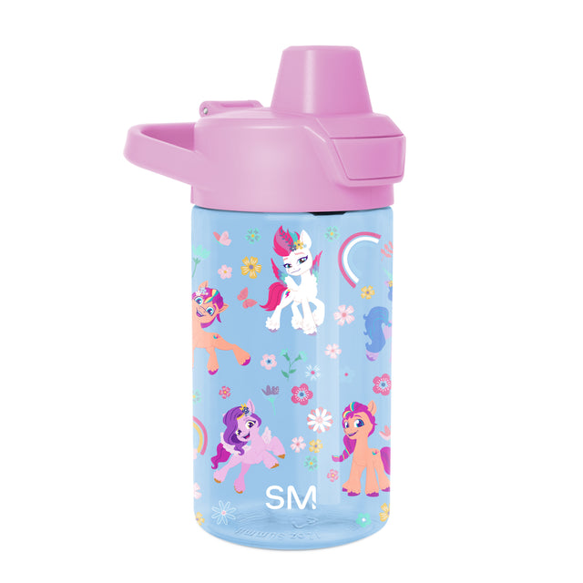 Periwinkle blue water bottle with vibrant pink cap, featuring hot pink and coral orange accents Periwinkle blue water bottle with vibrant pink cap, featuring hot pink and coral orange accents