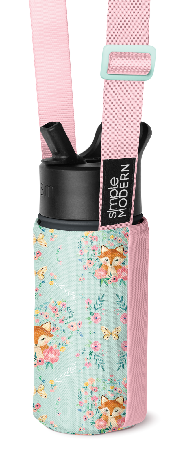 Soft pink and mint green insulated drink carrier with adjustable bright pink straps and side panels Soft pink and mint green insulated drink carrier with adjustable bright pink straps and side panels