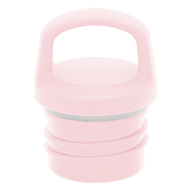Pale pink container with silver accent band around the middle section Pale pink container with silver accent band around the middle section