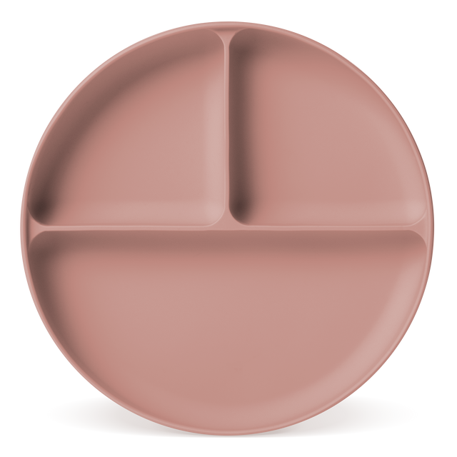 Soft dusty rose-pink ceramic plate with muted warm undertones and subtle gradient shading creating dimensional depth across the surface. Soft dusty rose-pink ceramic plate with muted warm undertones and subtle gradient shading creating dimensional depth across the surface.