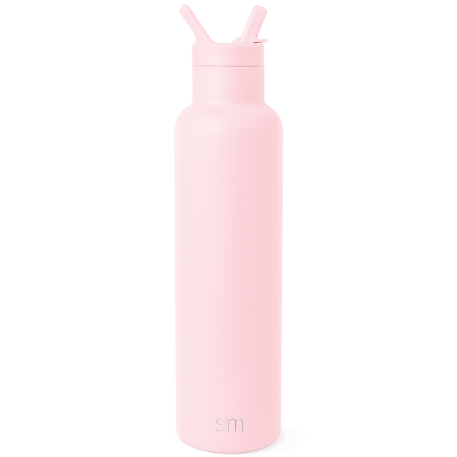 Pale pink SM water bottle displayed against white background