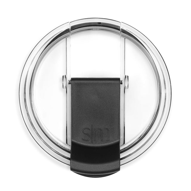 Translucent clear acrylic container lid with charcoal gray tones and silver light reflections on minimalist background