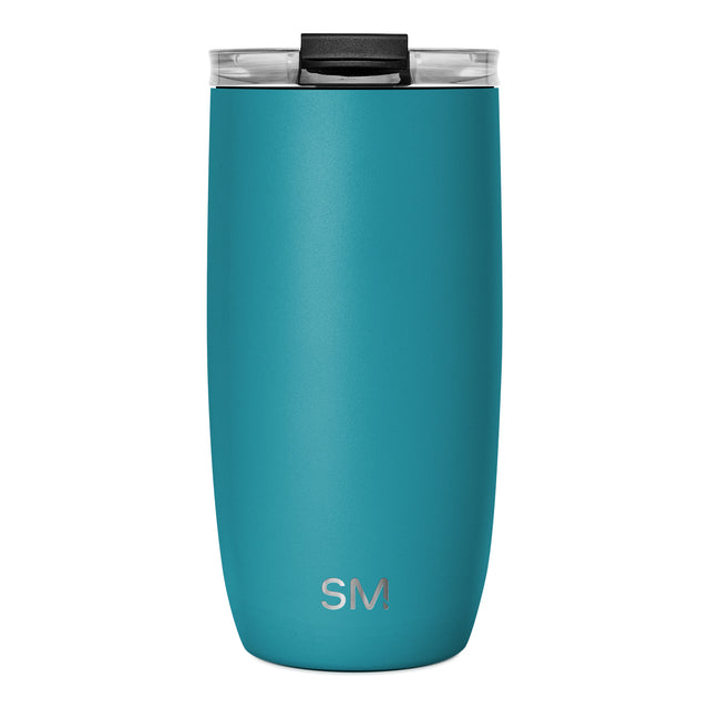 Teal insulated tumbler with matte finish on white background