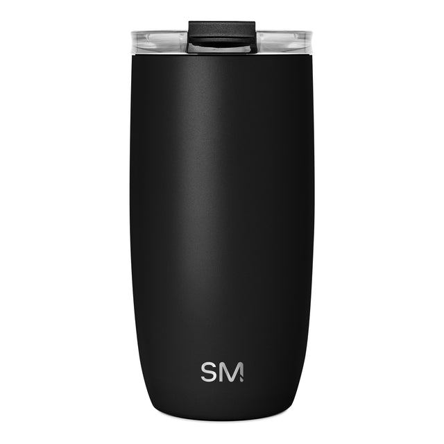 Black matte cylindrical vessel with clear transparent glass rim at top
