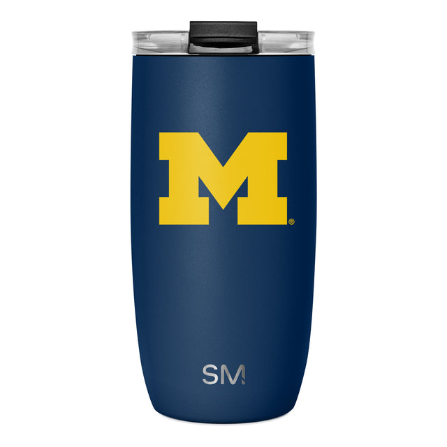 Deep navy blue stainless steel tumbler with modern design on white background