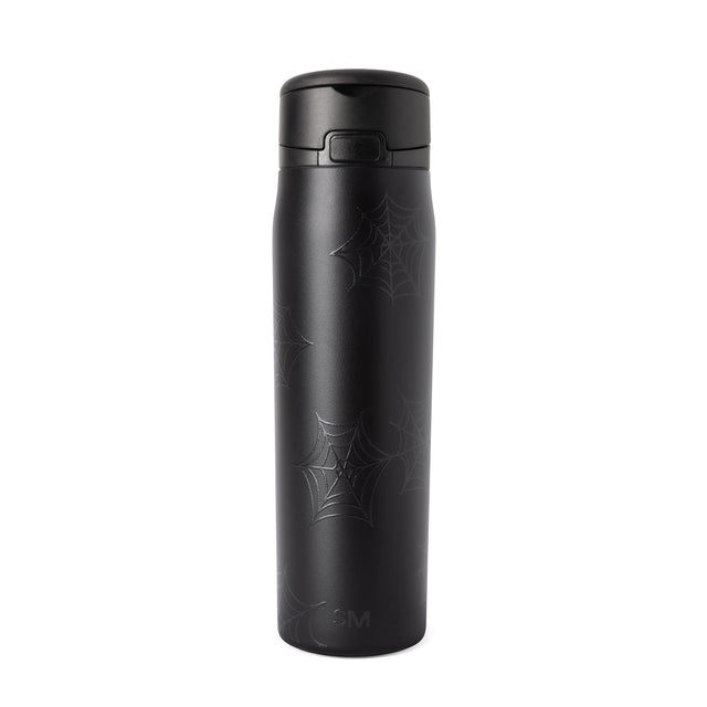 Black cylindrical bottle with matte charcoal finish on white background