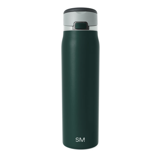 Forest green bottle with light gray-blue lid top and charcoal accents