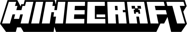 Minecraft logo in black on white background