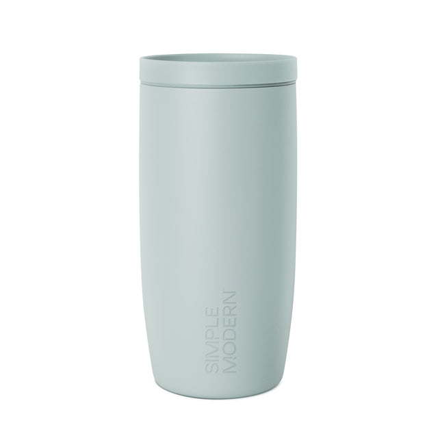 Sage green insulated tumbler with soft muted finish on white background