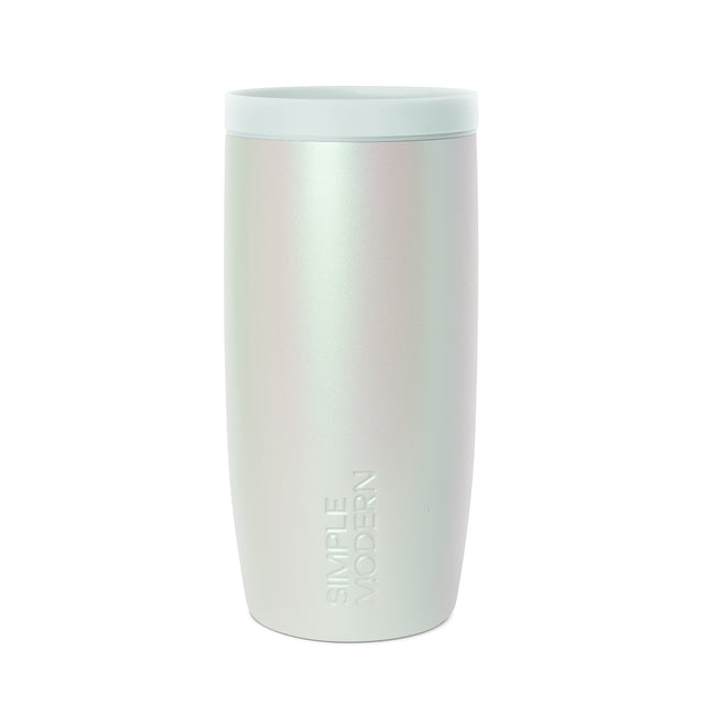 Pale mint green drinkware with iridescent sheen and subtle gradient from seafoam to off-white, creating a luminous pearlescent finish.