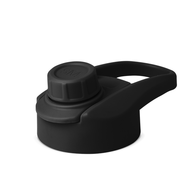 Matte black lid component on white background