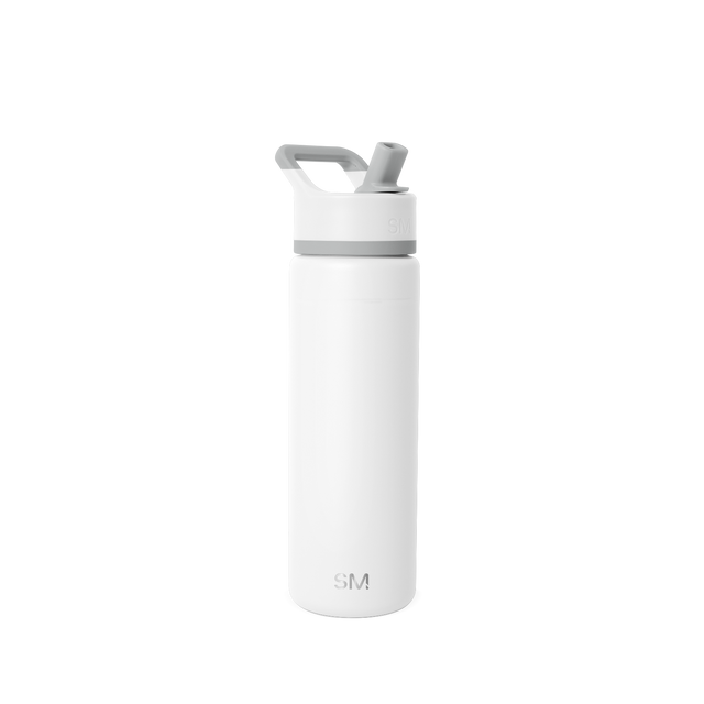 White water bottle with gray accents on the carry handle and cap assembly, shown against a white background.