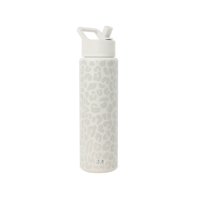 Soft white water bottle with beige and cream undertones on clean white background