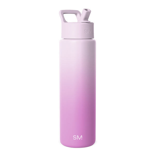 Simple Modern 30-ounce insulated water bottle with lavender-to-magenta gradient color, matching cap with integrated handle, and SM logo on white background.