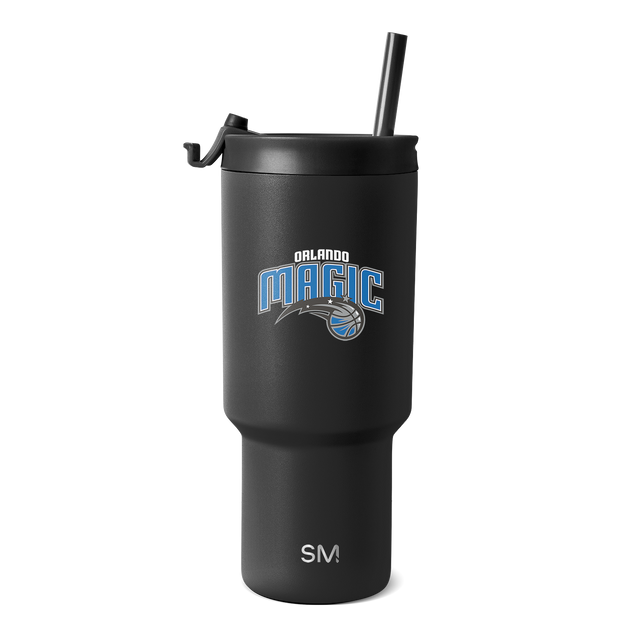 Matte black Orlando Magic tumbler with bright blue accents, modern design with team logo