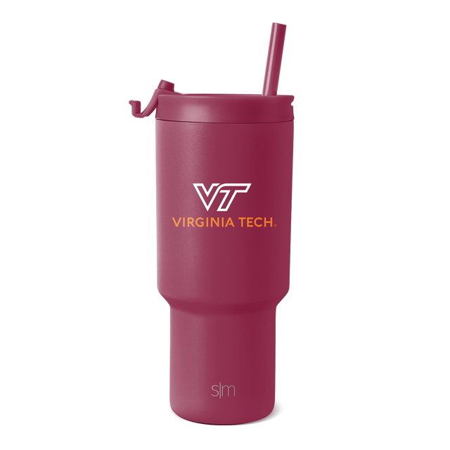 Burgundy matte tumbler with white and gold accents