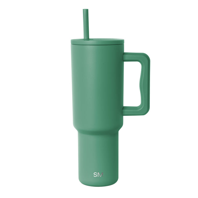 Sage green matte finish tumbler on white background