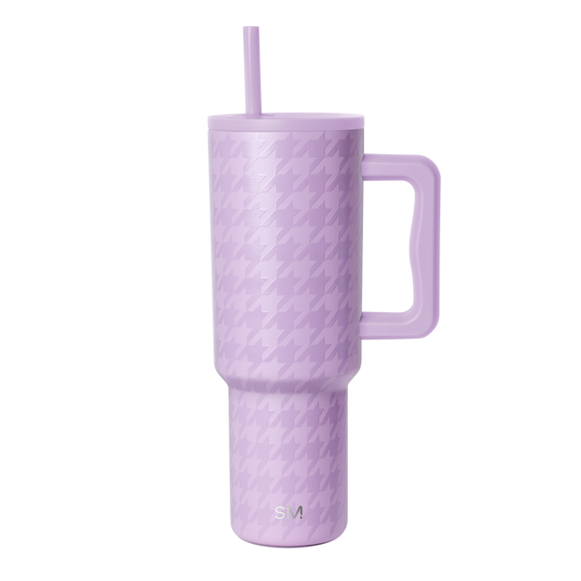 Soft lavender purple tumbler on white background