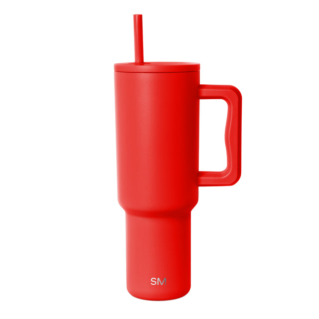Bright red product on white background