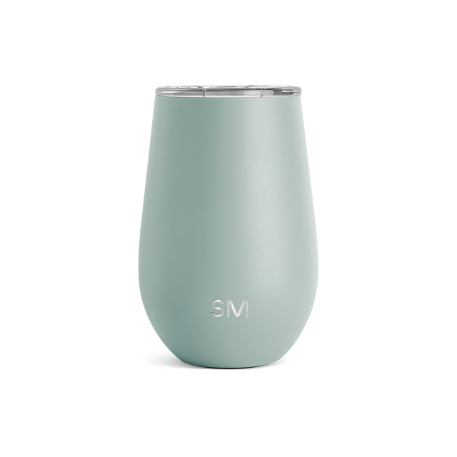 Insulated tumbler with tapered design, wider middle section narrowing toward top, on white background