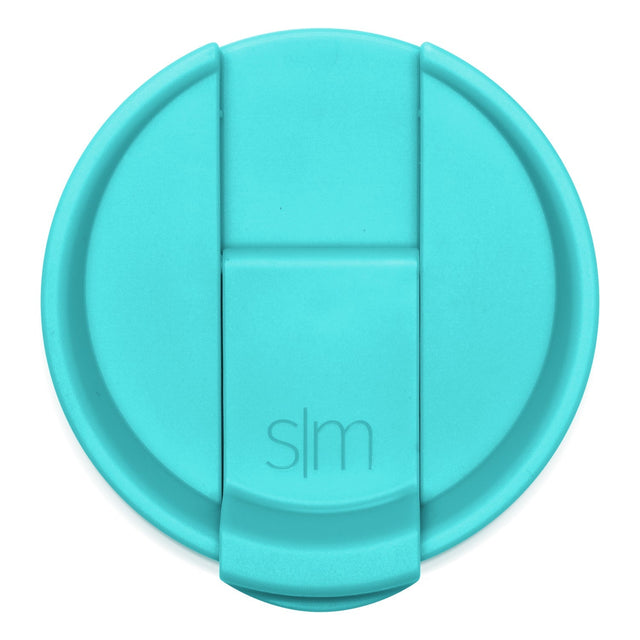 Bright turquoise aqua blue flip-top lid product displayed against white background
